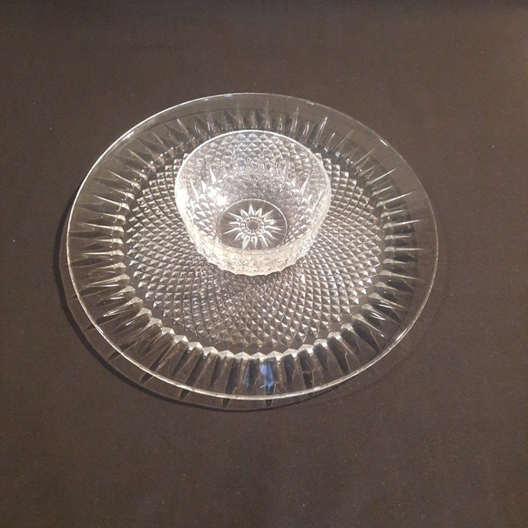 Durand International Luminarc Diamant 2-Piece Glass Snack Set Platter Bowl - Picture 8 of 11